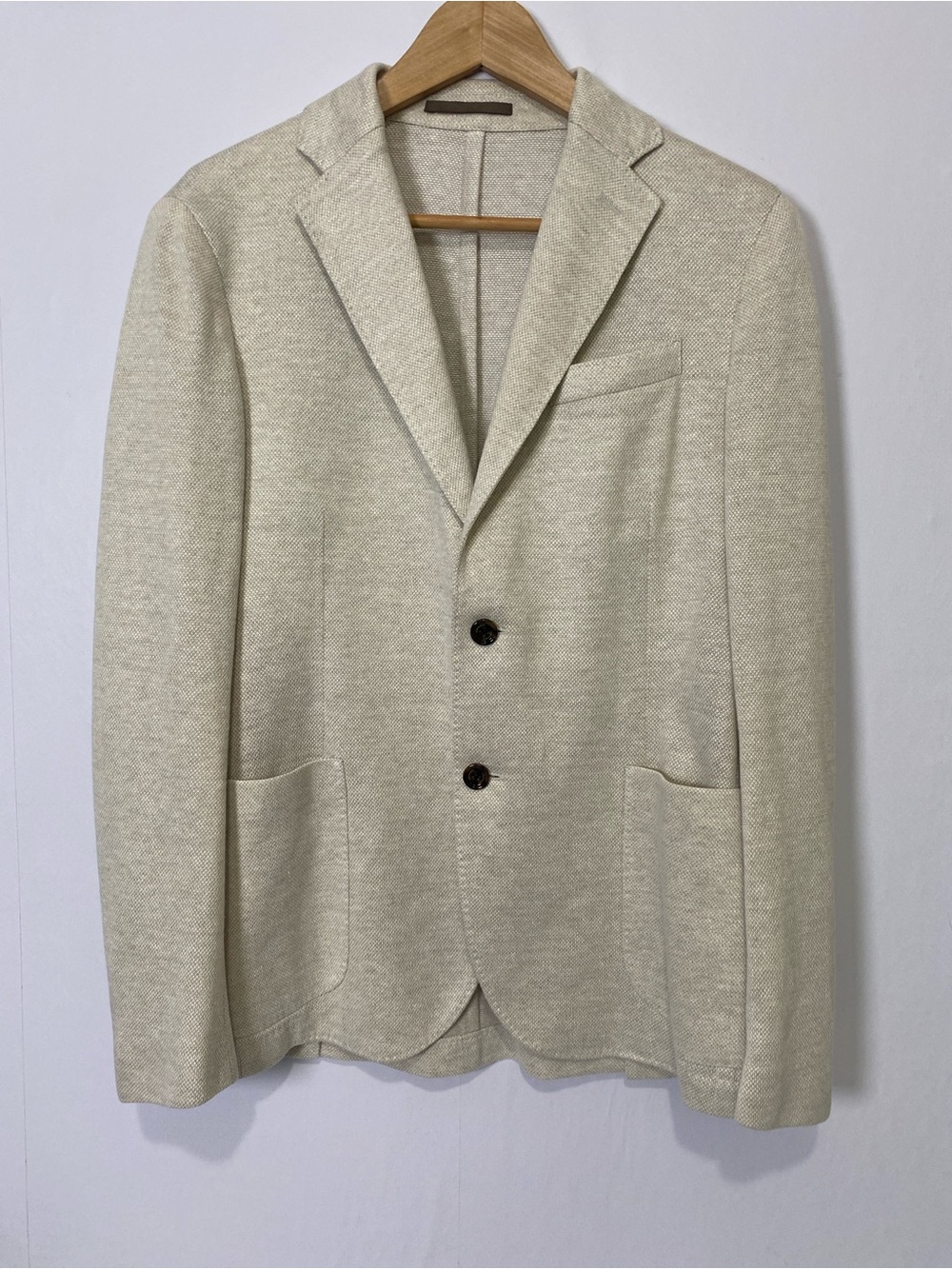 Eleventy Beige Linen-blend Knit Sport Coat Italy Quiet Luxury Minimalist 48